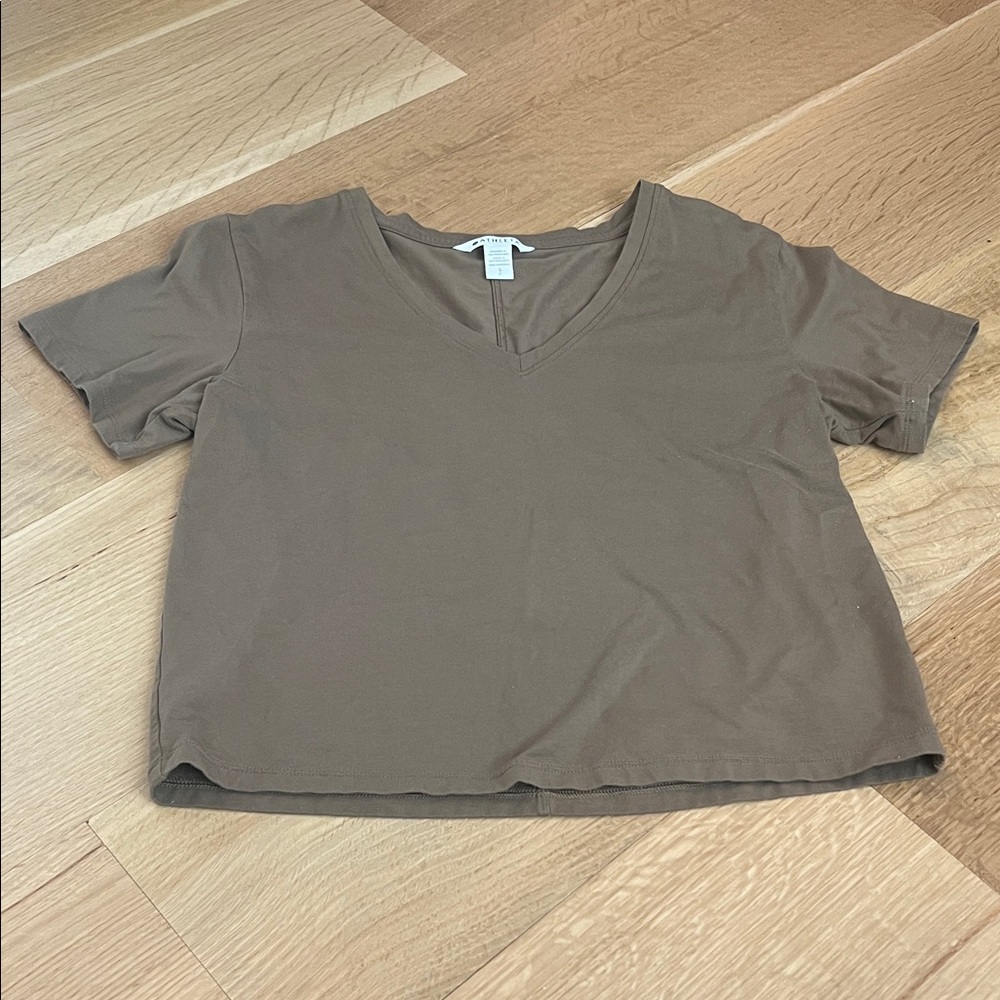 Athleta Brown V-Neck Short Sleeve Tee